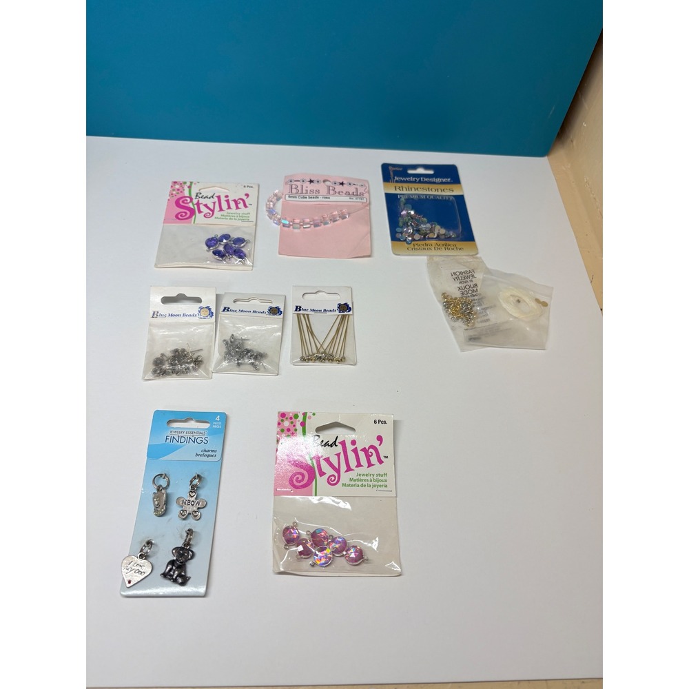 Jewelry Making Supply Lot Blue Moon Beads‎ Darice Charms Rhinestones Findings